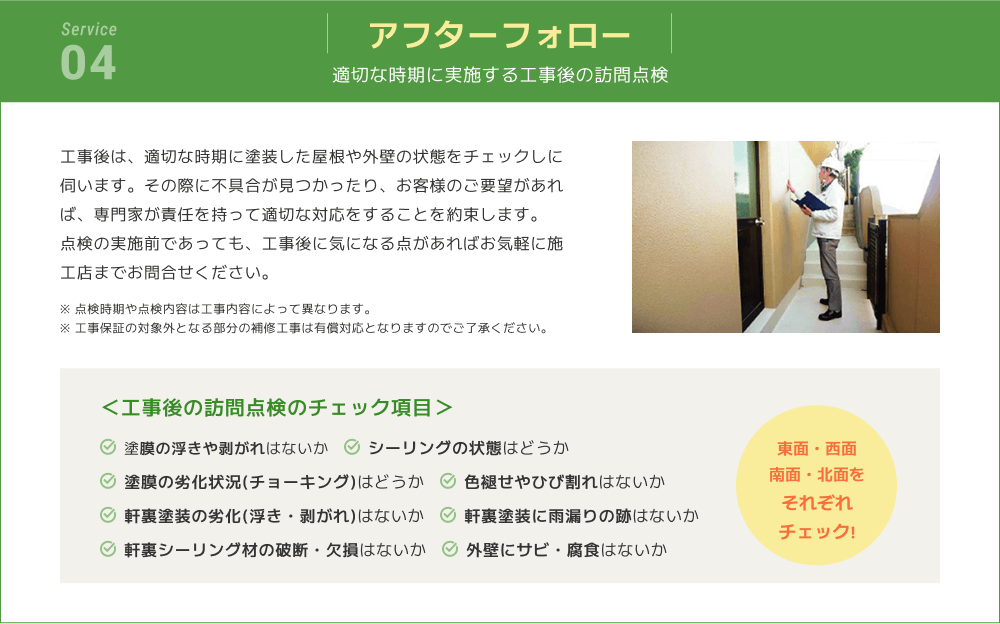 アフターフォローの詳細